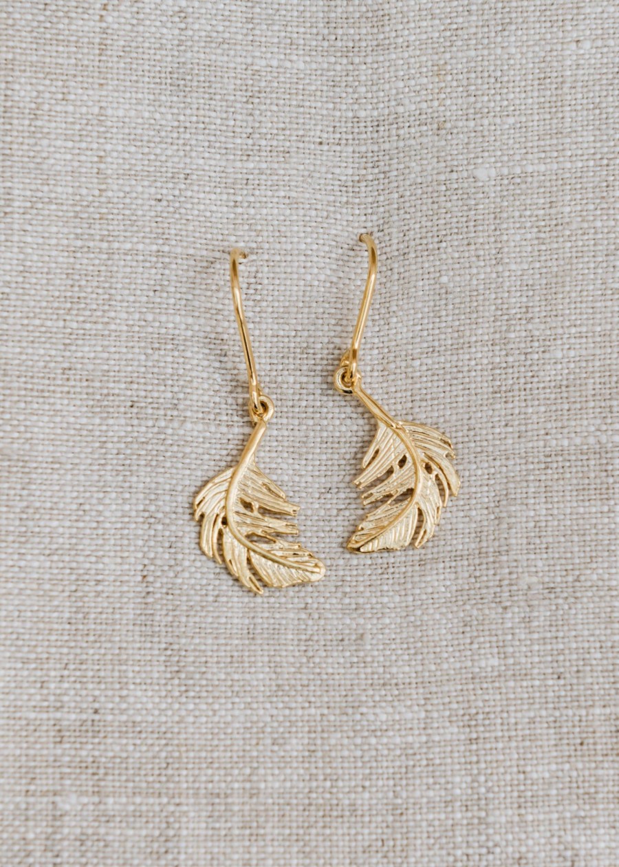 Clothing Alex Monroe Jewellery | Gold Plate Little Feather Hook Earrings