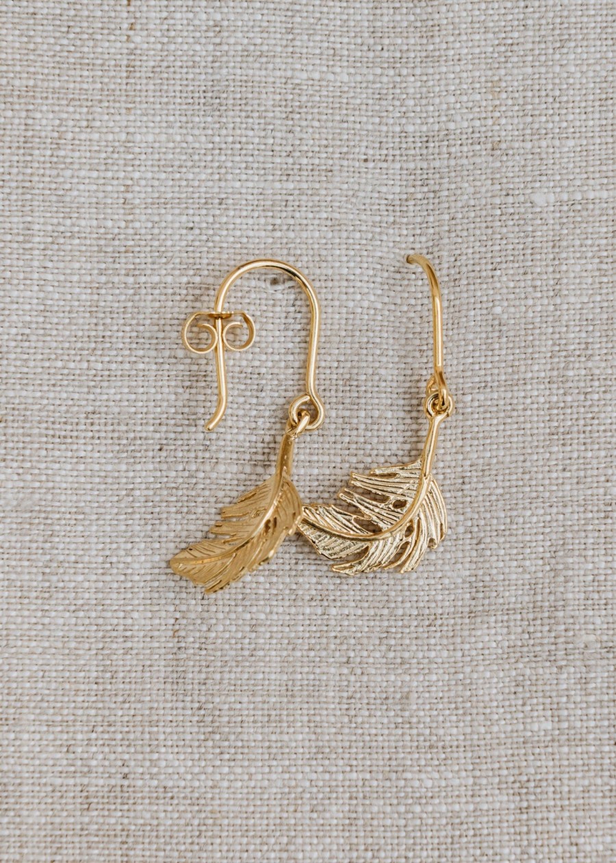 Clothing Alex Monroe Jewellery | Gold Plate Little Feather Hook Earrings