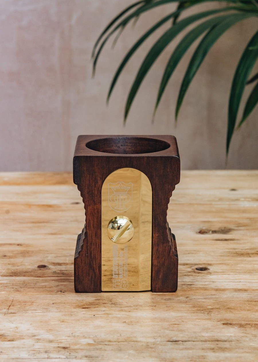 Interiors Suck UK Stationery | Sharpener Desk Tidy In Dark Wood