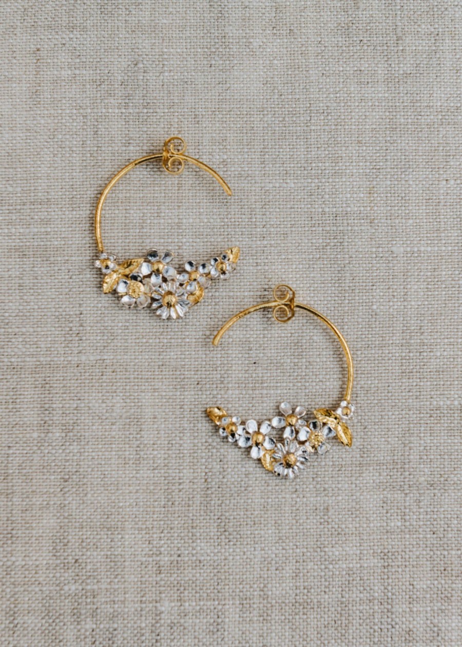 Clothing Alex Monroe Jewellery | Alex Monroe Silver And Gold Plate Bee Fine Hoop Earrings