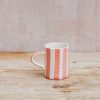 Interiors Musango Pottery Dining | Musango Espresso Candy Stripe Mug In Rose