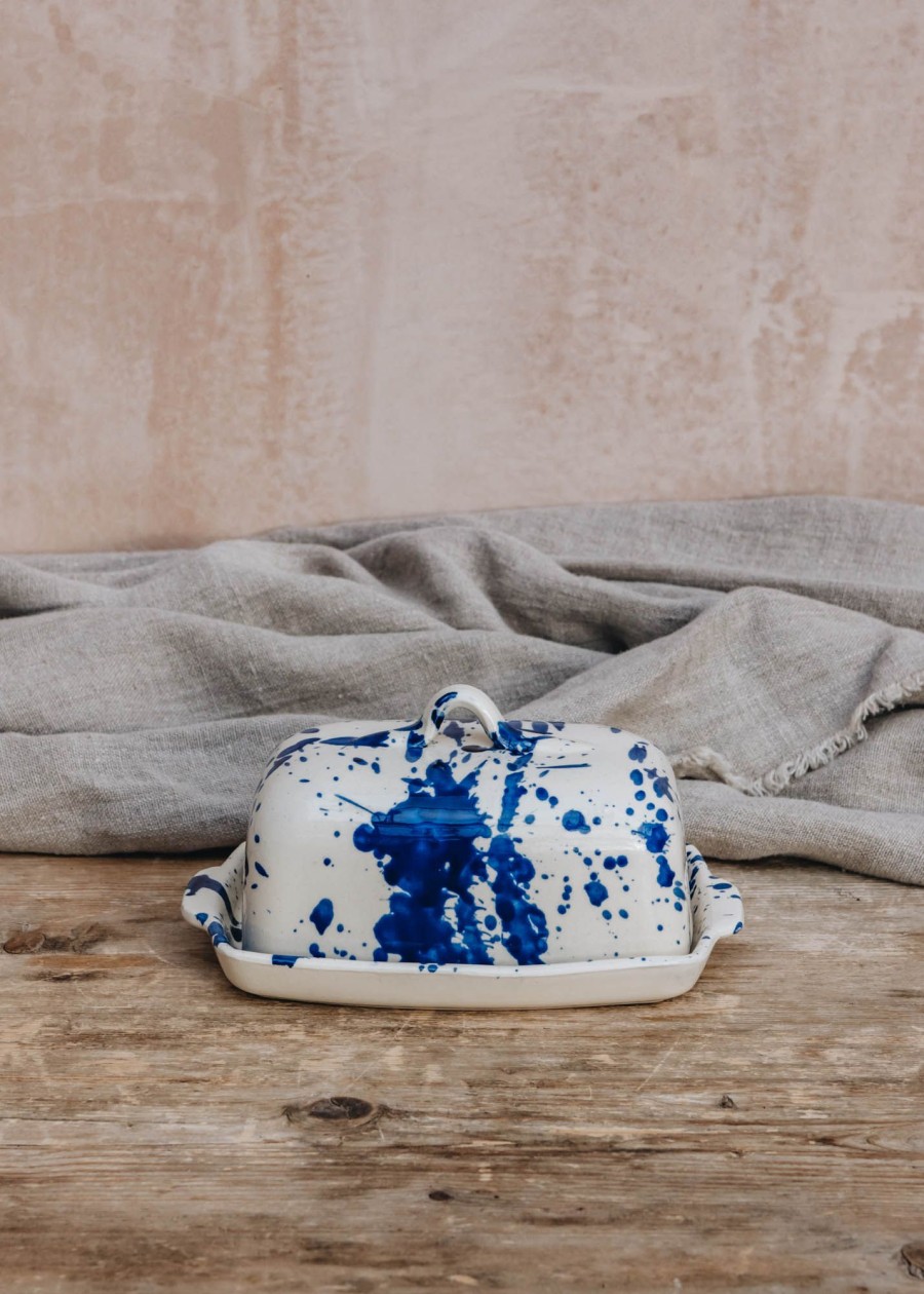 Interiors Ivan Ros Dining | Ivan Ros Blue Splatter Butter Dish