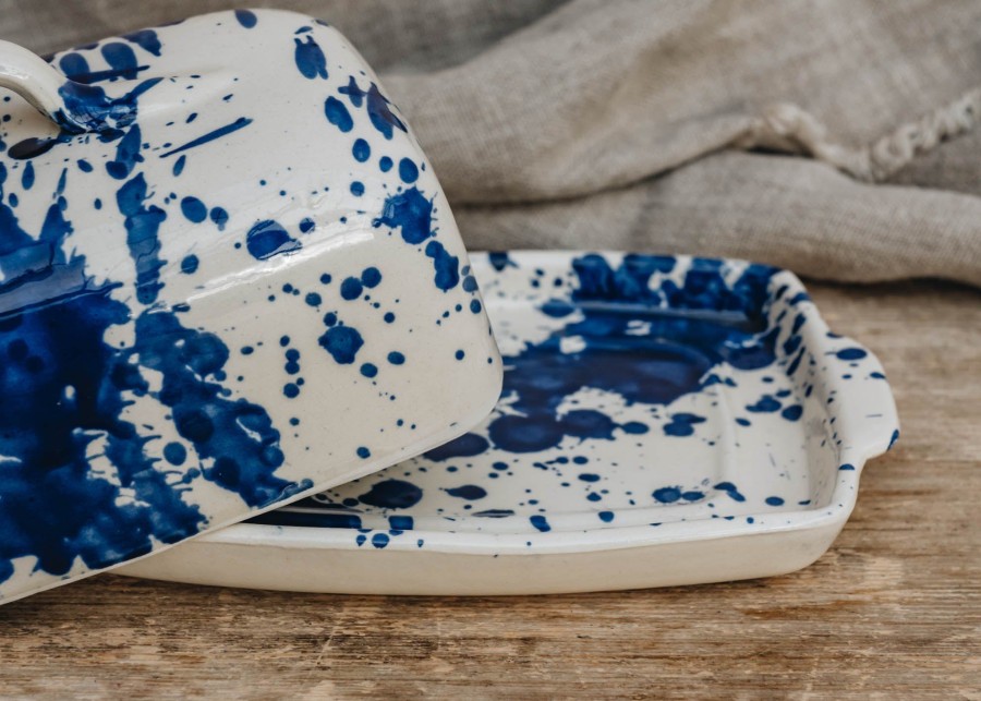 Interiors Ivan Ros Dining | Ivan Ros Blue Splatter Butter Dish