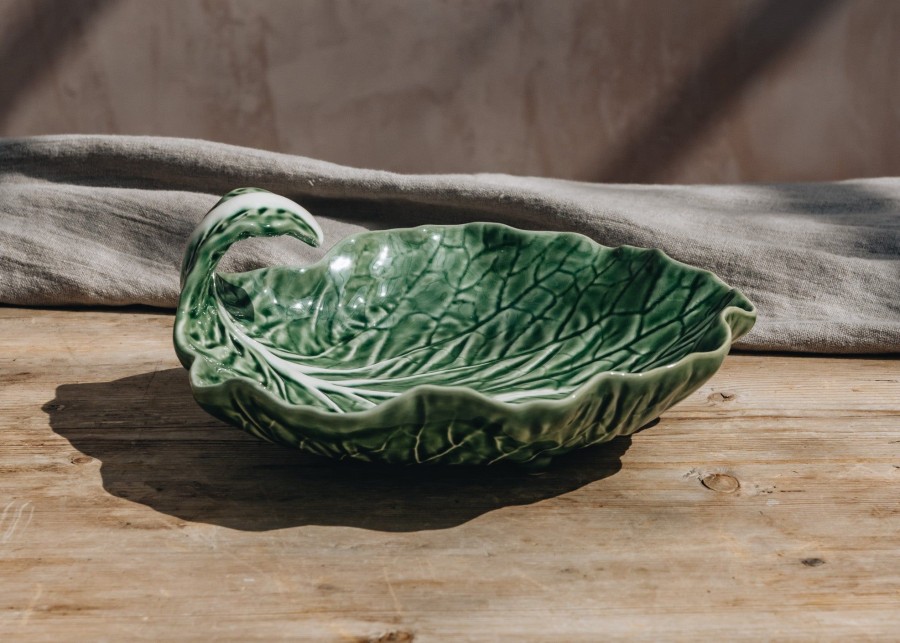 Interiors Bordallo Pinheiro Dining | Bordhallo Pinheiro Curved Cabbage Leaf Bowl