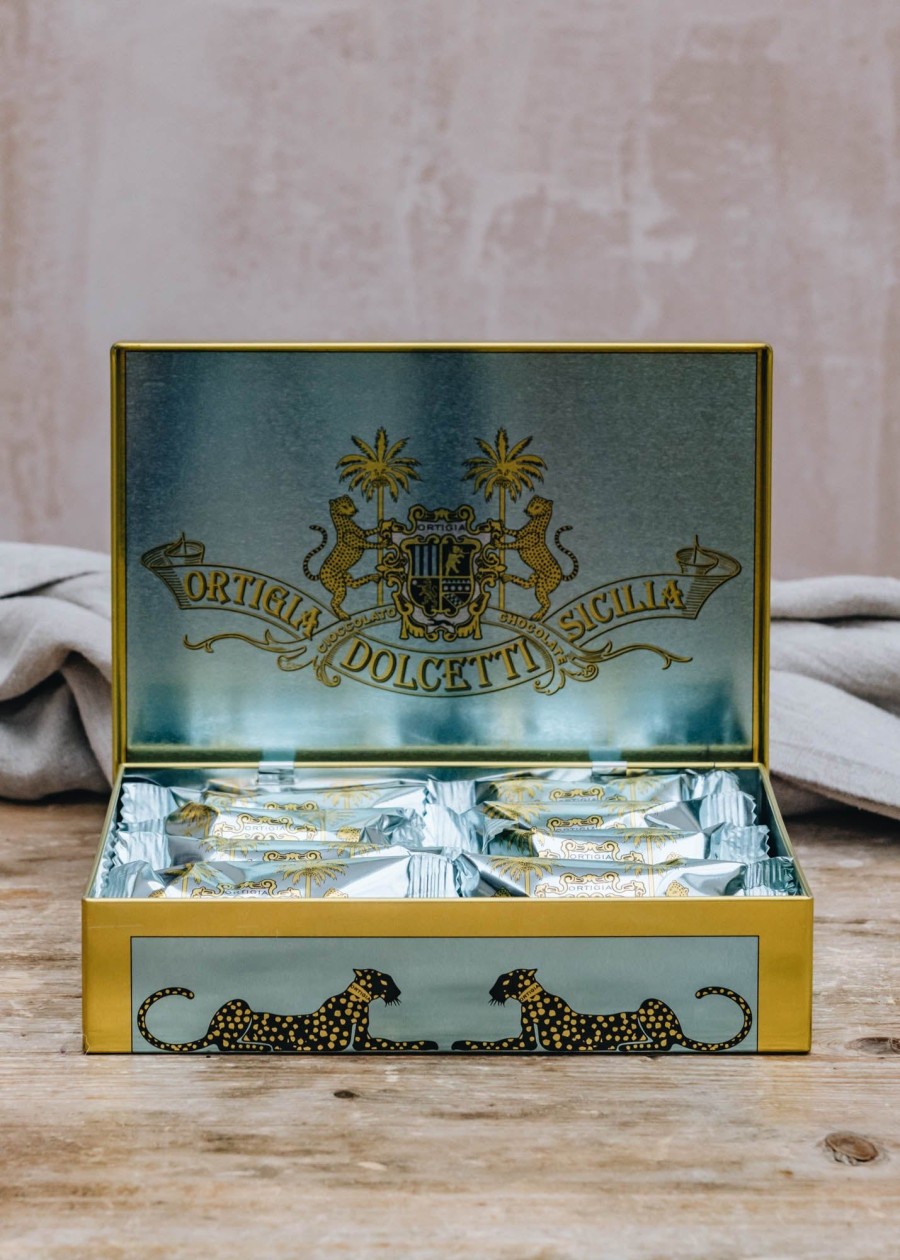 Food & Drink Ortigia Chocolate & Confectionery | Ortigia Chocolate Ricciarelli In Blue Tin