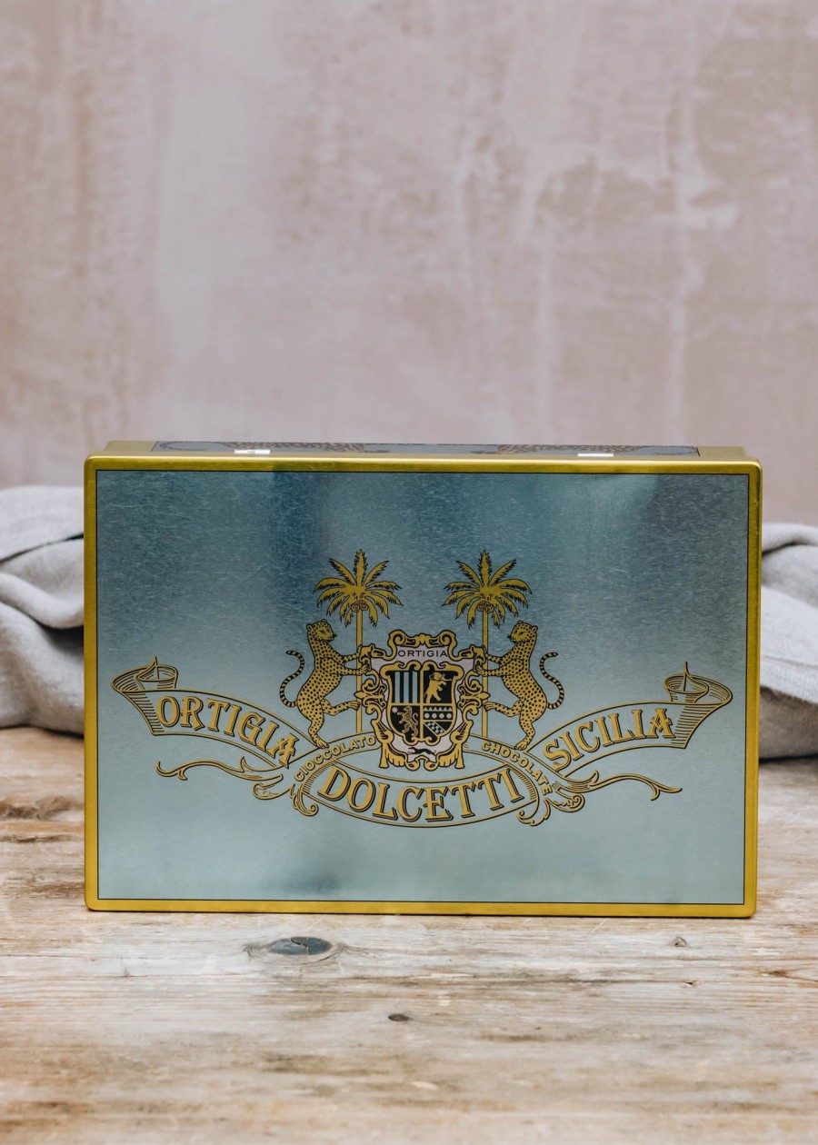 Food & Drink Ortigia Chocolate & Confectionery | Ortigia Chocolate Ricciarelli In Blue Tin