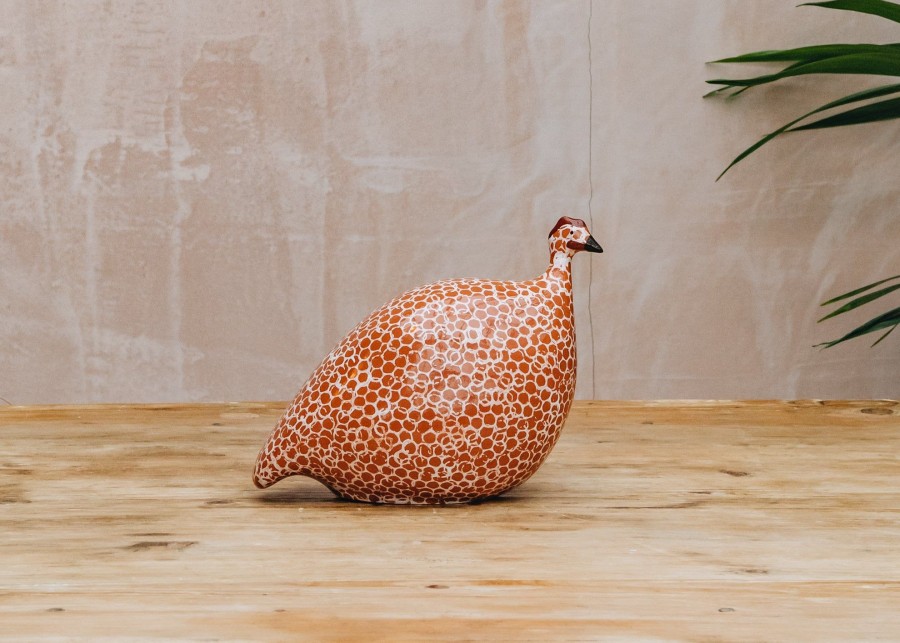 Interiors Sarl Caillard Deco Decorative | Small Ceramic Guinea Fowl In Red Spotted White