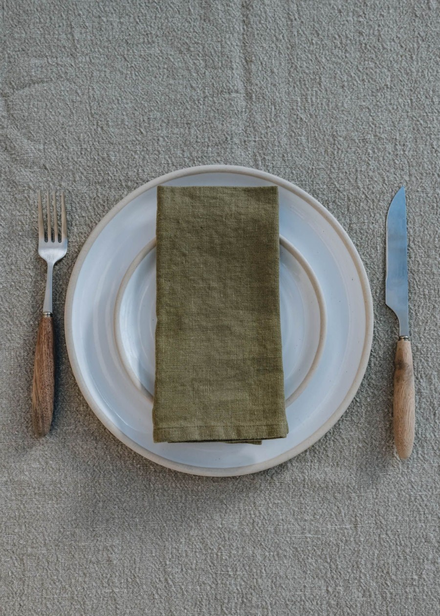 Interiors Burford Garden Co. Table Linen | Martini Olive Linen Napkins, Pack Of Two