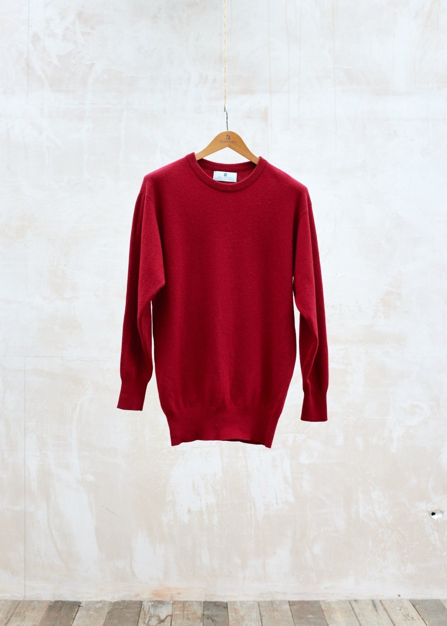 Clothing Kenny Ryder Pre-Loved Menswear | Ballantyne 100% Super Geelong Lambswool Red Crewneck - L