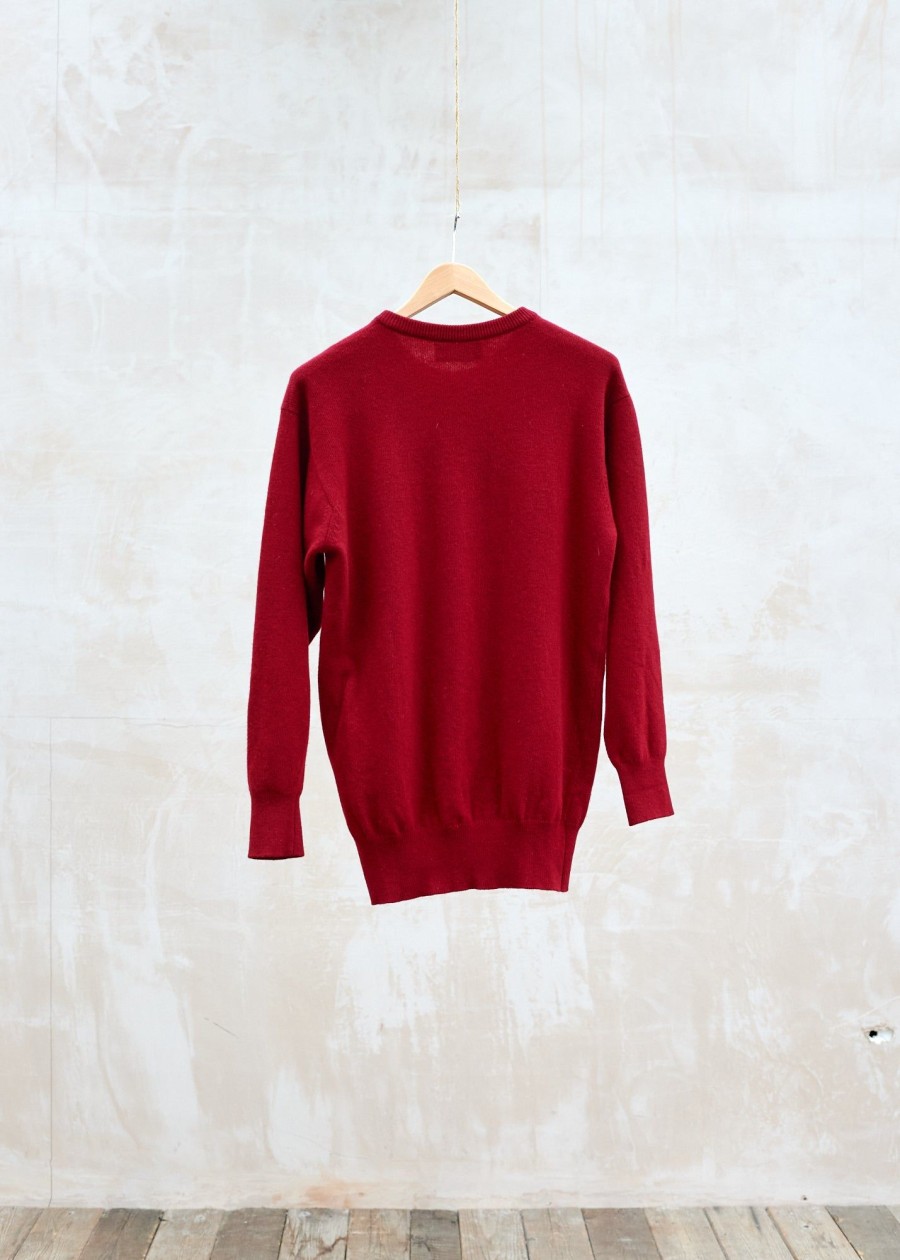 Clothing Kenny Ryder Pre-Loved Menswear | Ballantyne 100% Super Geelong Lambswool Red Crewneck - L