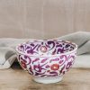 Interiors Chabi Chic Dining | Large Flower Lilac And Aubergine Ceramic Round Bowl Mm