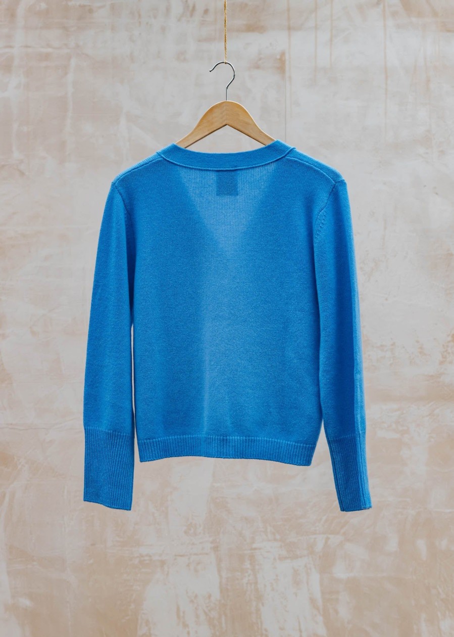 Clothing Van Kukil Knitwear | Van Kukil Mathilda Cardigan With Pocket In Mountain Blue