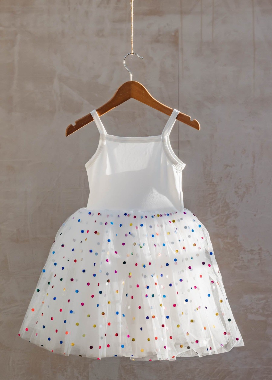 Children Bob & Blossom Children'S Clothing | Bob & Blossom Tutu Dress In Vanilla Spot