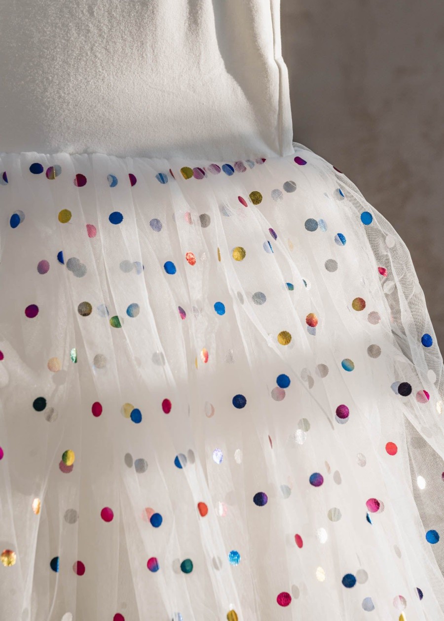 Children Bob & Blossom Children'S Clothing | Bob & Blossom Tutu Dress In Vanilla Spot