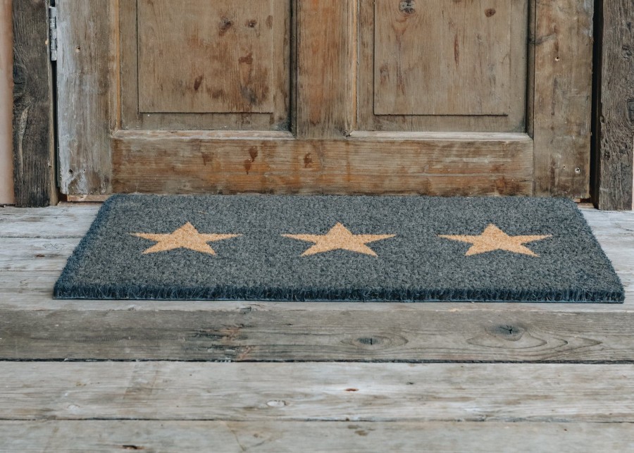 Interiors Garden Trading Doormats | Charcoal With Three Stars Small Doormat