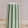 Interiors Musango Pottery Dining | Musango Candy Stripe Pitcher In Moss Green