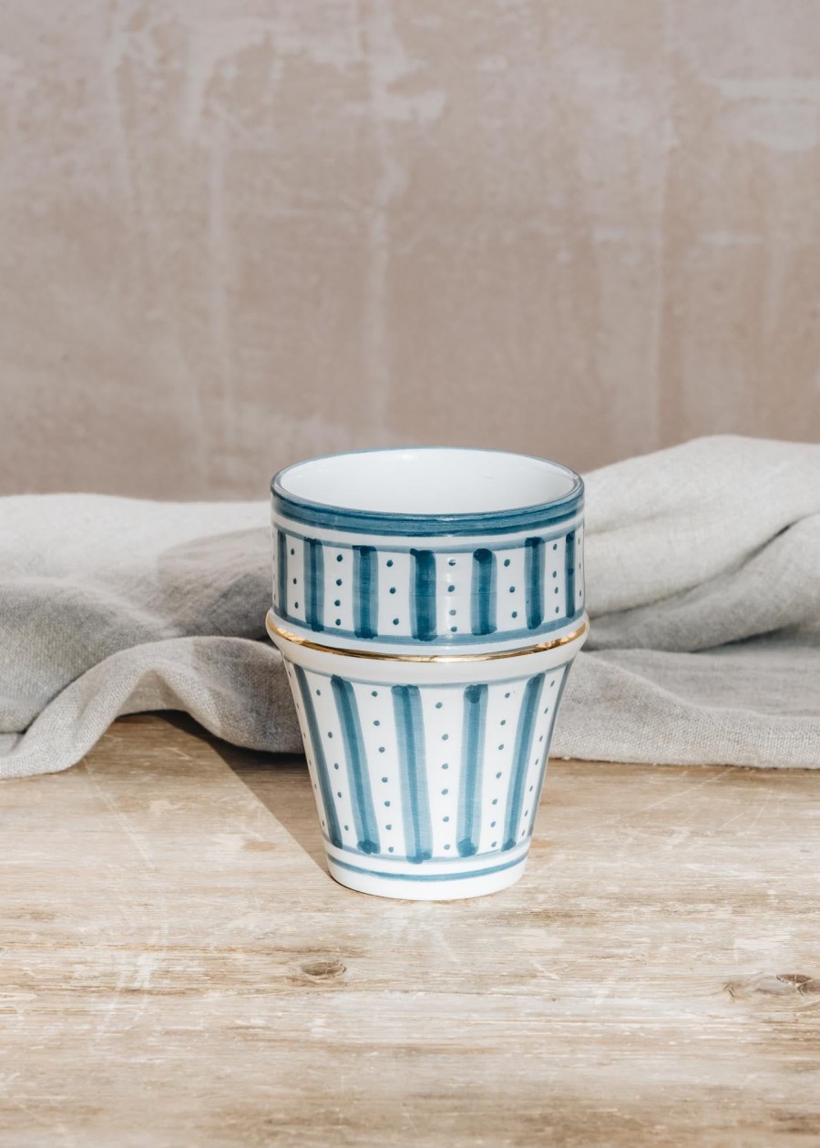 Interiors Chabi Chic Dining | Beldi Tanger Blue And Grey Point Cup