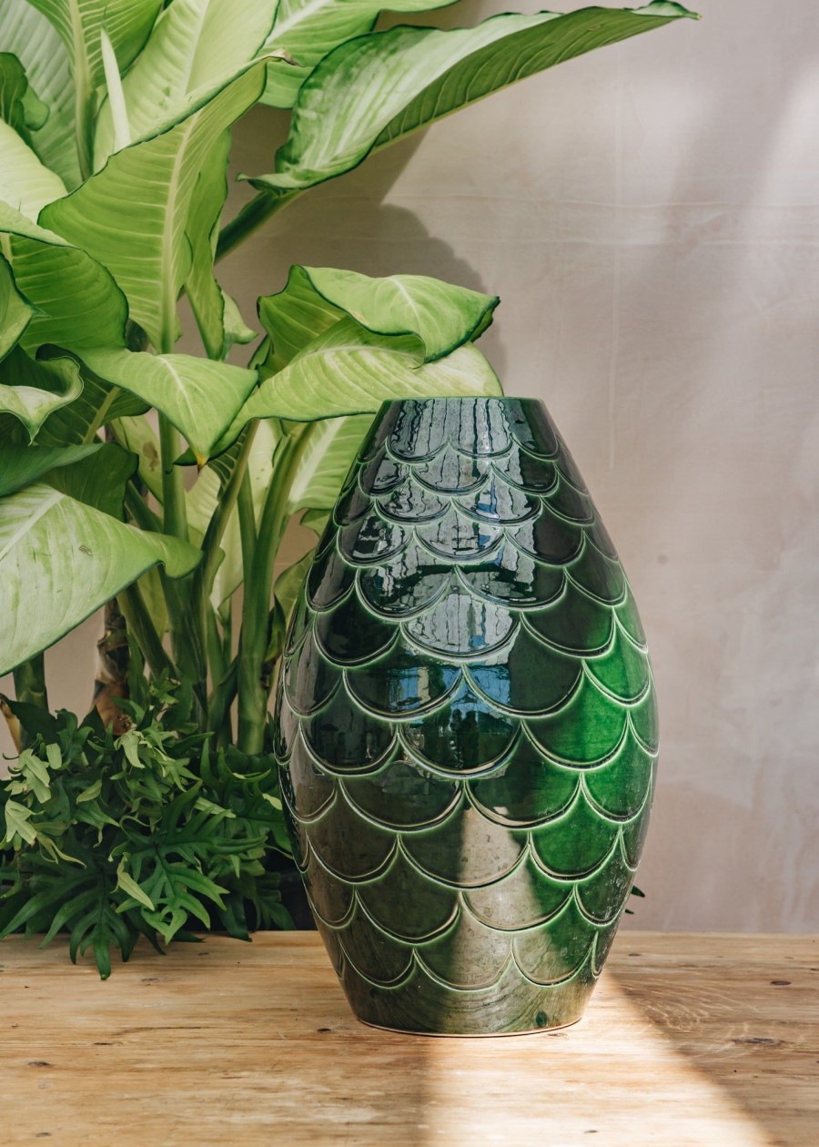 Interiors Bergs Potter Decorative | Emerald Misty Conical Vase