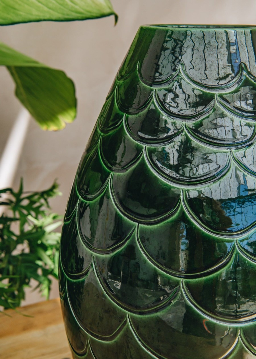 Interiors Bergs Potter Decorative | Emerald Misty Conical Vase