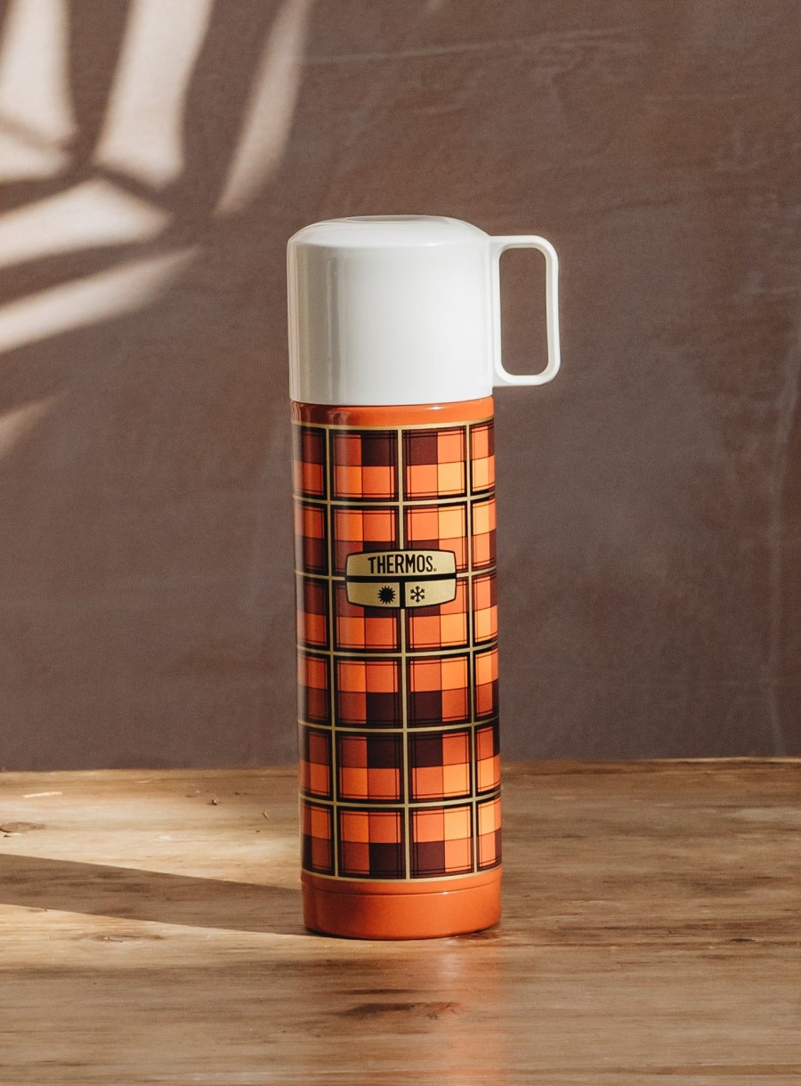 Outdoor Living Thermos Drinkware | Thermos Revival Stainless Steel Flask Orange Plaid 500Ml