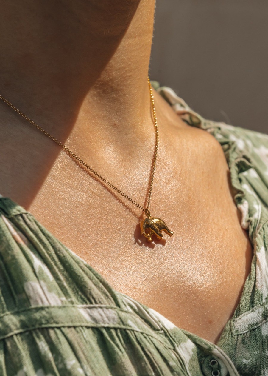 Clothing Alex Monroe Jewellery | Alex Monroe Gold Plate Indian Elephant Necklace