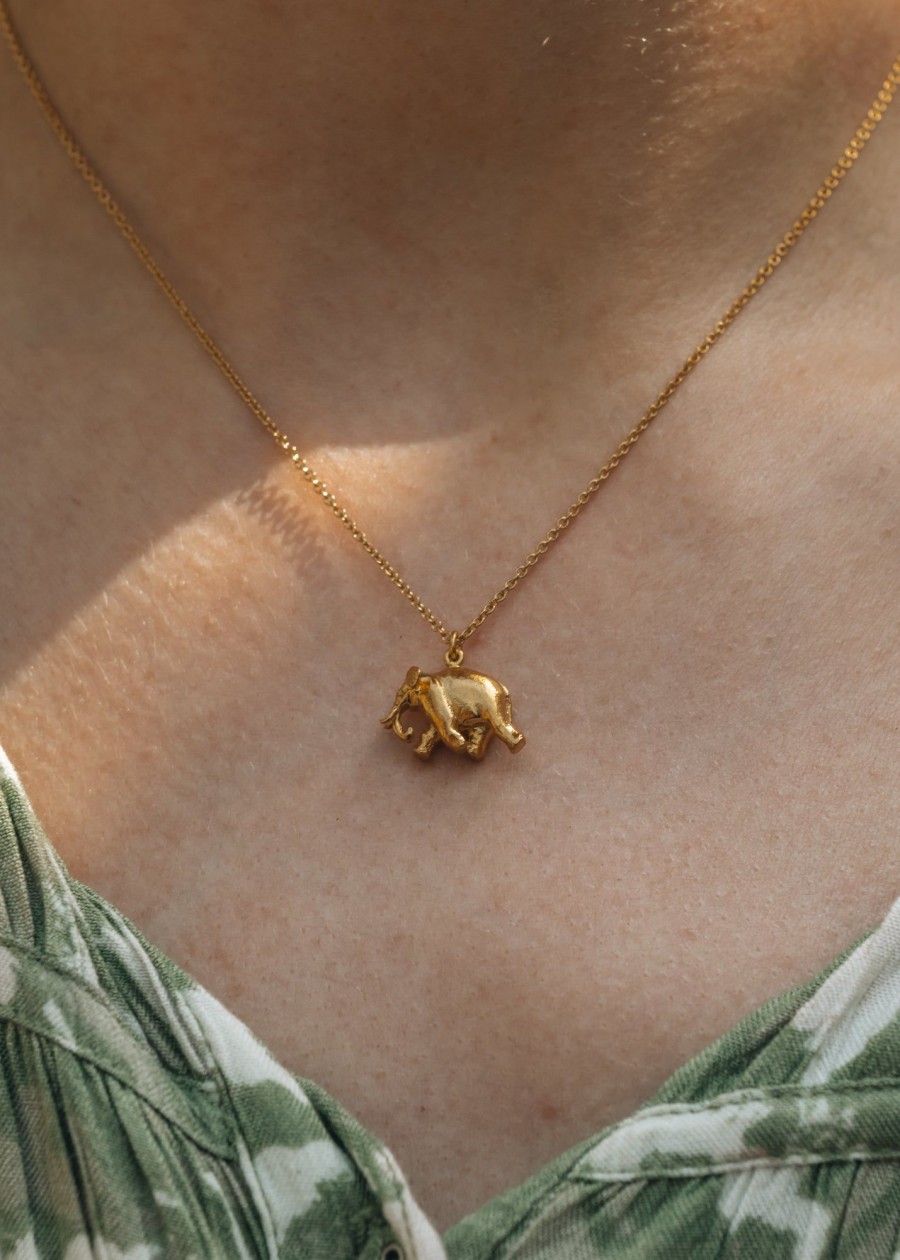 Clothing Alex Monroe Jewellery | Alex Monroe Gold Plate Indian Elephant Necklace