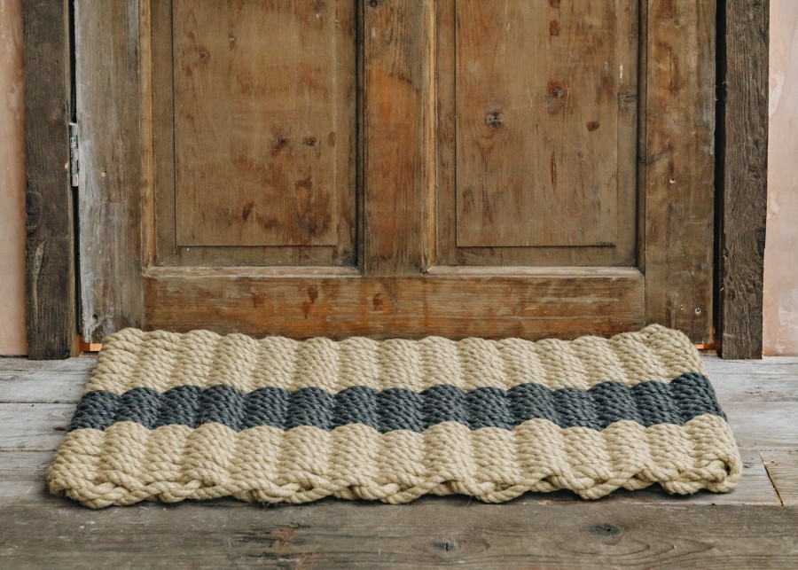 Interiors Cotswold Rope Doormats | Rope Doormat In Natural With Grey Stripe