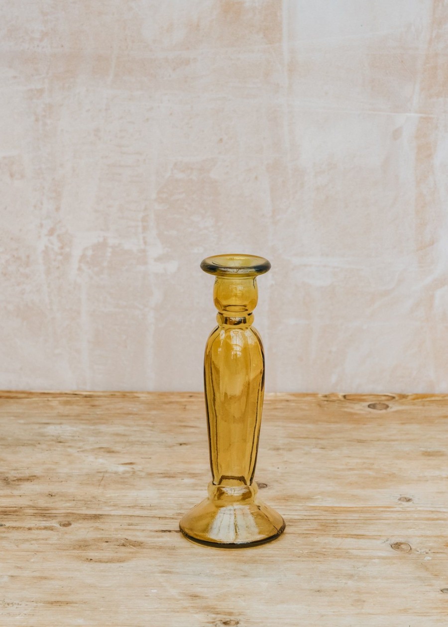 Interiors Jarapa Decorative | Jarapa Yellow Gold Candlestick 22Cm