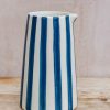 Interiors Musango Pottery Dining | Musango Candy Stripe Pitcher In Blue