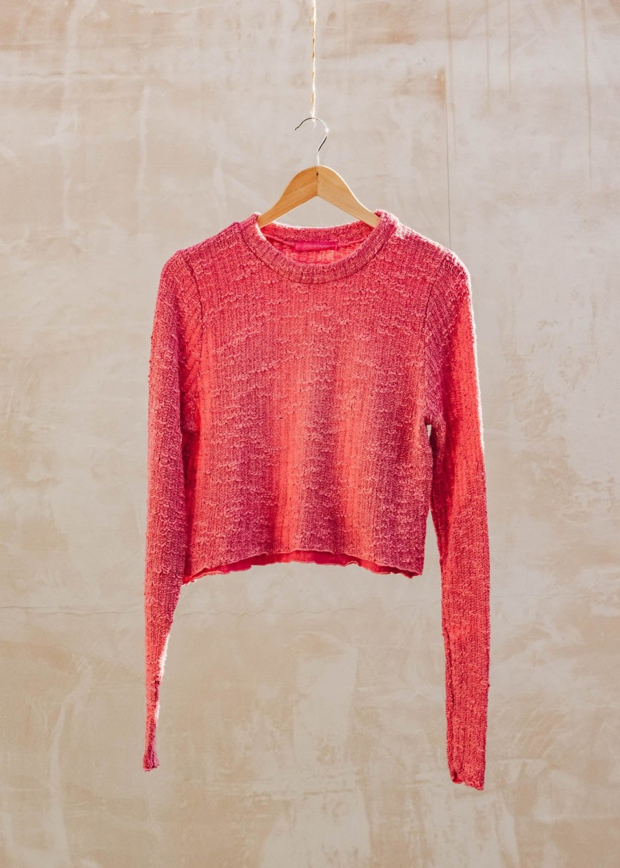 Clothing Cut Loose Tops | Cut Loose Cropped Curved Sweater In Watermelon