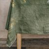 Interiors Bertozzi Table Linen | Crumpled Linen Tablecloth In Green And Gold