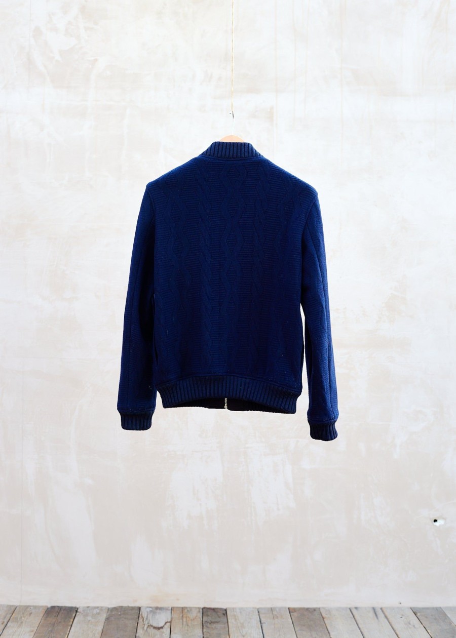 Clothing Kenny Ryder Pre-Loved Menswear | Apc Navy Knitted Wool Bomber Jacket - M