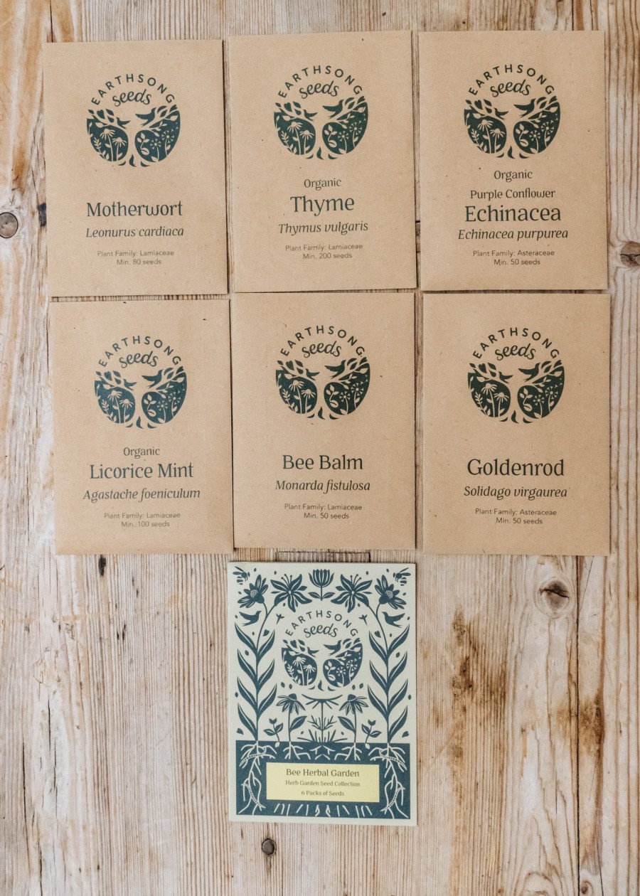 Plants Earthsong Seeds Seed Gift Sets | Earthsong Seeds Bee Friendly Herbal Garden Seed Collection