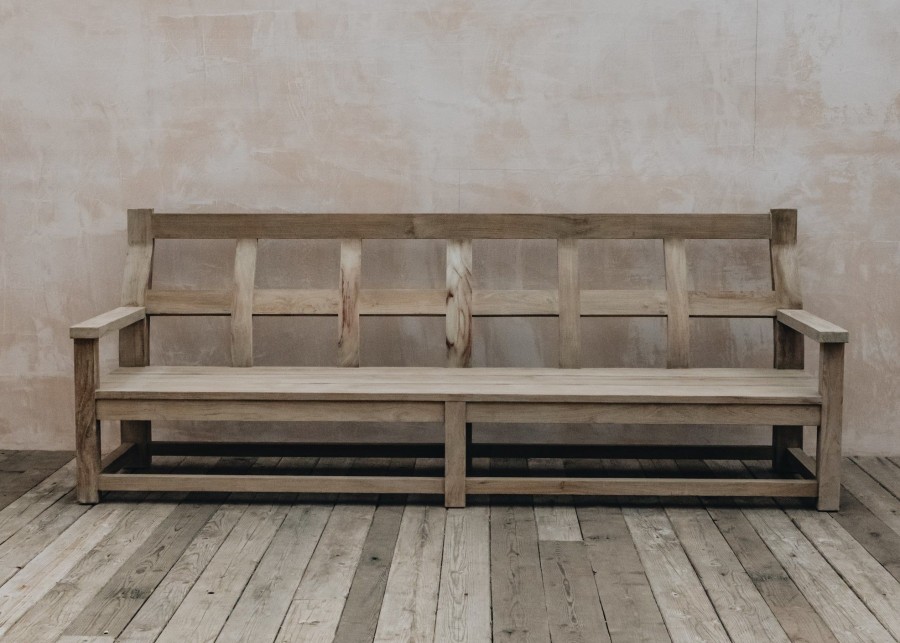 Outdoor Living Gommaire Benches & Cocoons | Gommaire Gustave Large Teak Bench In Natural Grey