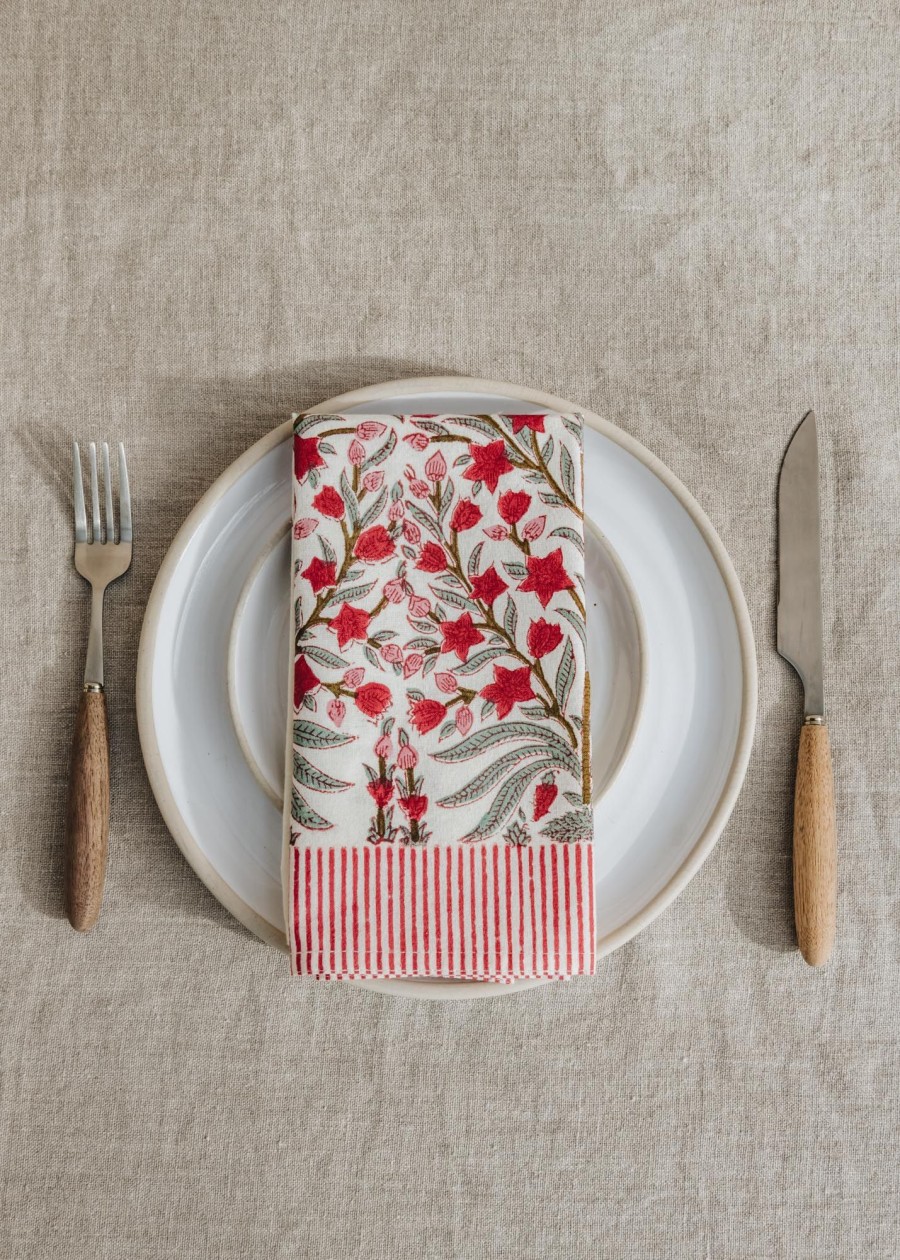 Interiors Bungalow Table Linen | Bungalow Jasmine Scarlet Napkin