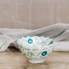 Interiors Chabi Chic Dining | Small Flower Almond Green And Dark Green Ceramic Round Bowl Pm