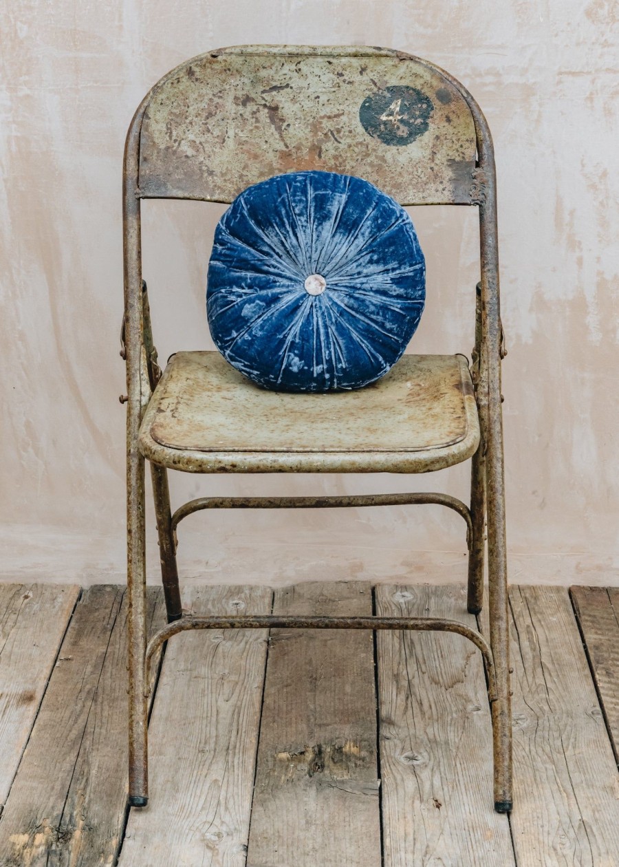 Interiors Le Monde Sauvage Cushions | Round Velvet Cushion In Delft