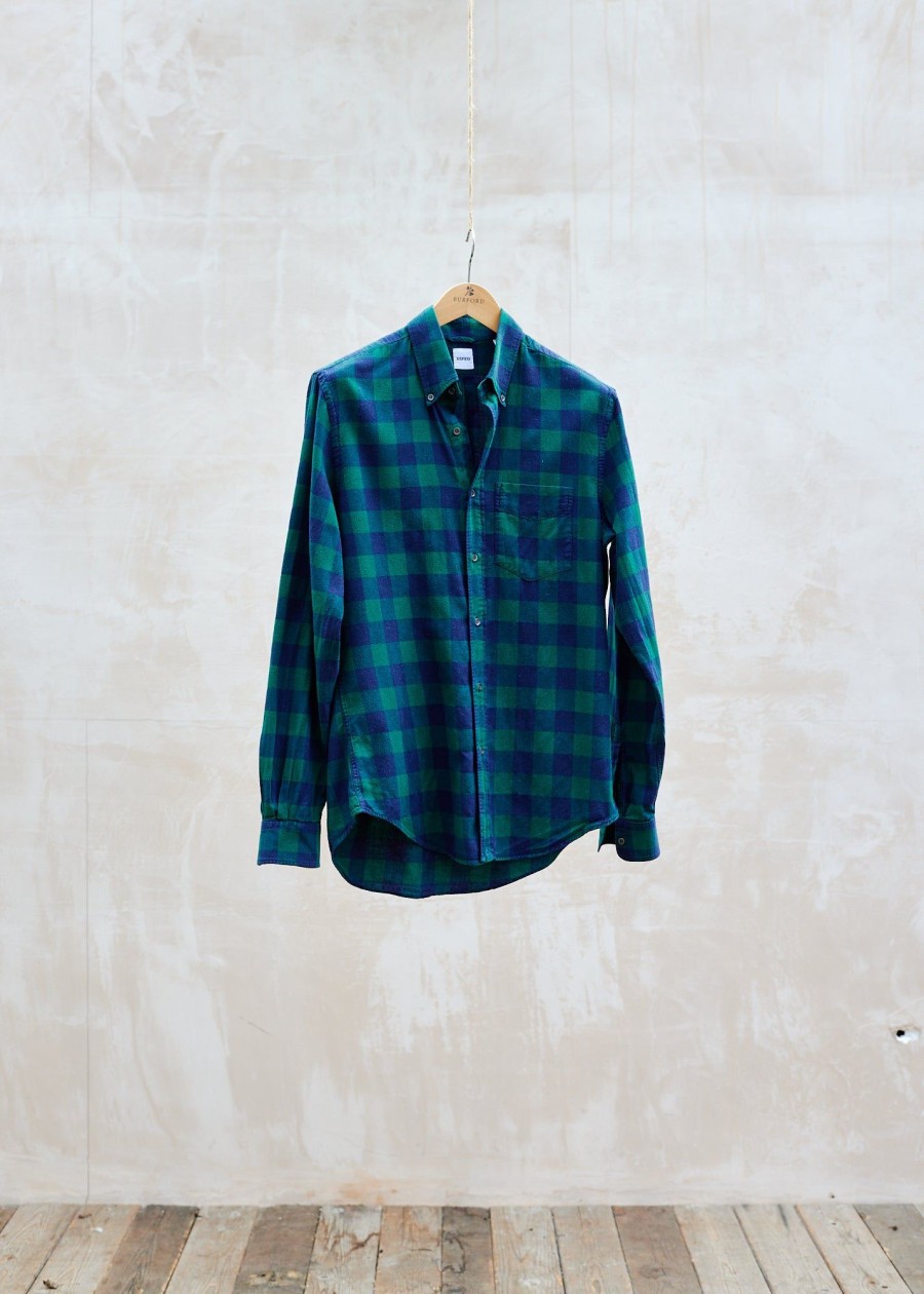 Clothing Kenny Ryder Pre-Loved Menswear | Aspesi Green & Black Checked Cotton Flannel Shirt - M