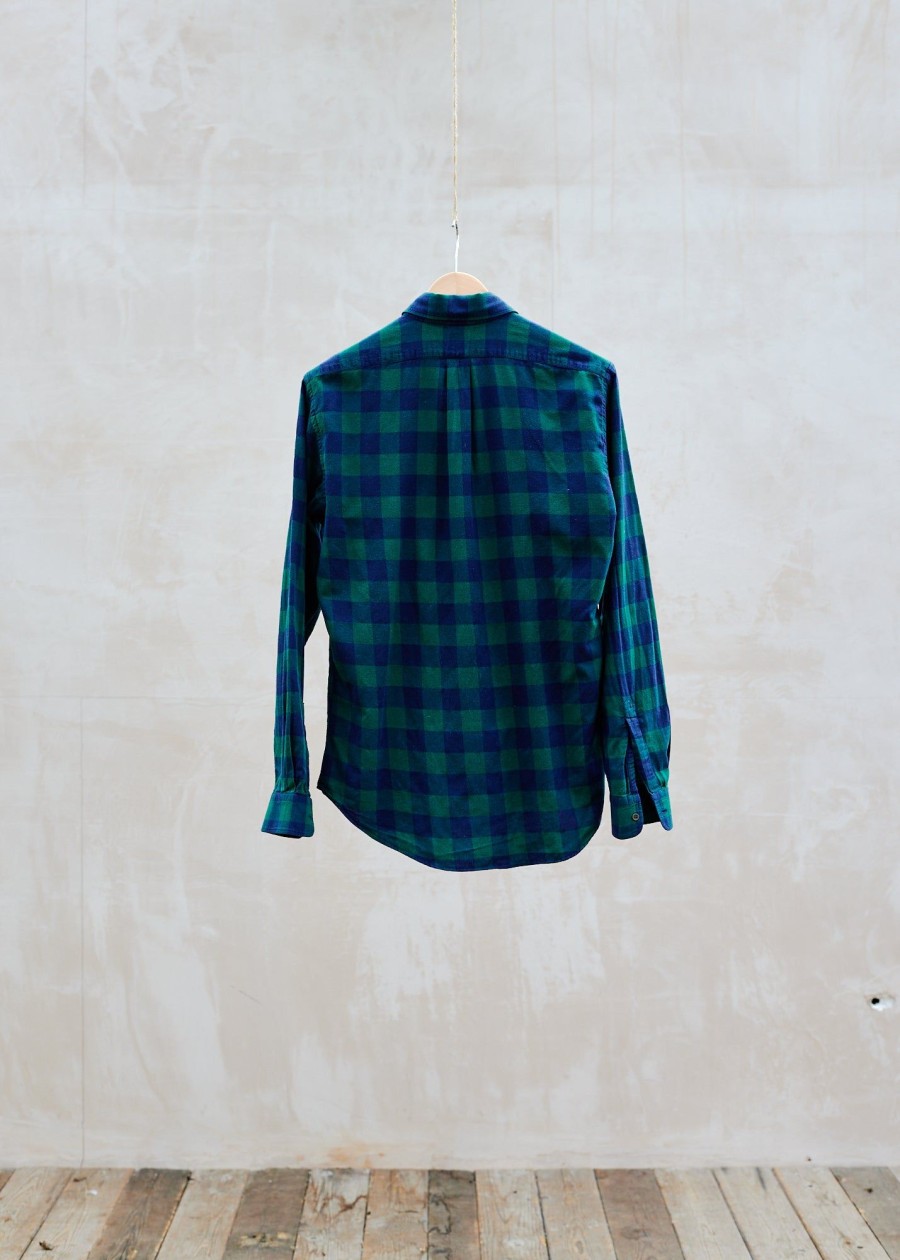 Clothing Kenny Ryder Pre-Loved Menswear | Aspesi Green & Black Checked Cotton Flannel Shirt - M