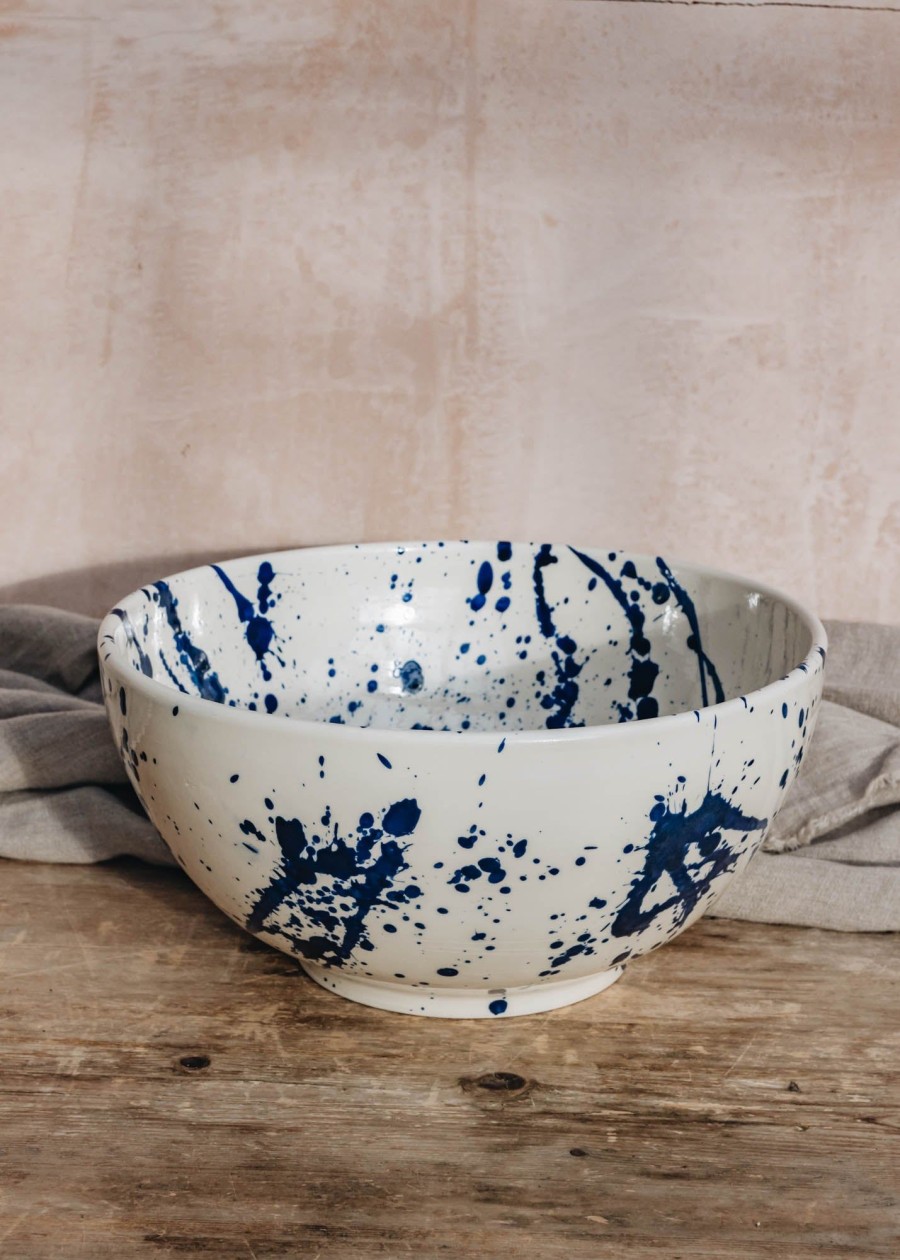 Interiors Ivan Ros Dining | Blue Splatter Deep Serving Bowl