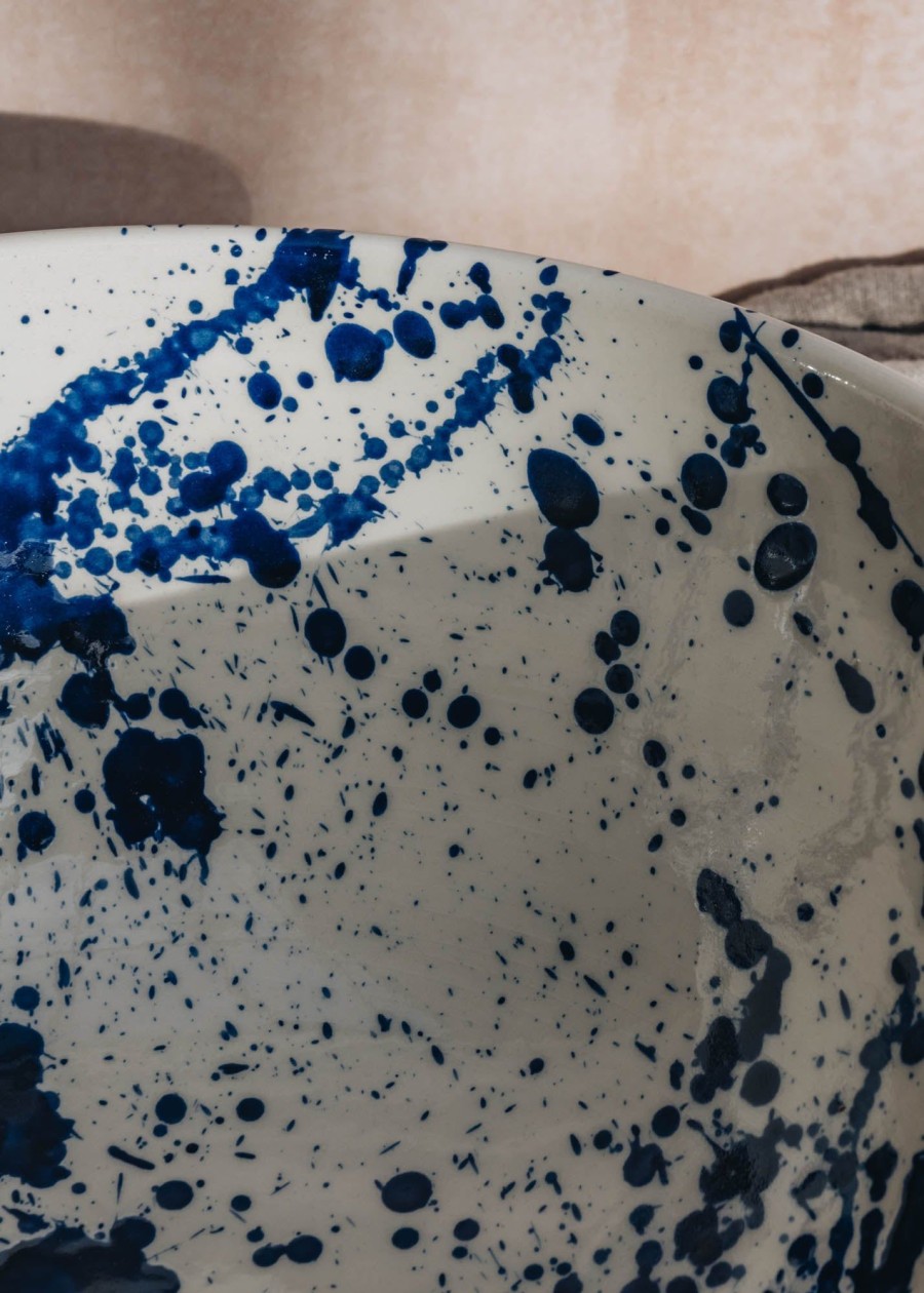 Interiors Ivan Ros Dining | Blue Splatter Deep Serving Bowl