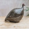 Interiors Sarl Caillard Deco Decorative | Large Ceramic Guinea Fowl In Brown Black Spotted Grey