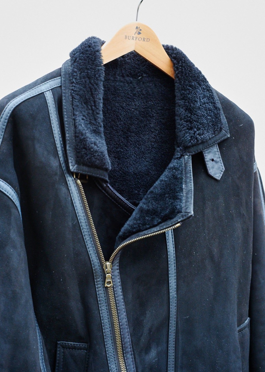 Clothing Kenny Ryder Pre-Loved Menswear | Aquascutum Black Real Shearling Flight Coat - L