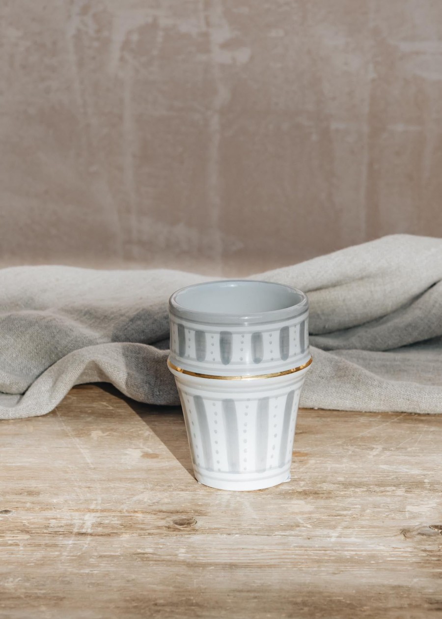 Interiors Chabi Chic Dining | Beldi Tanger Grey And Gold Point Cup Mm