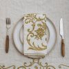 Interiors Bertozzi Table Linen | Crumpled Linen Napkin In White And Gold