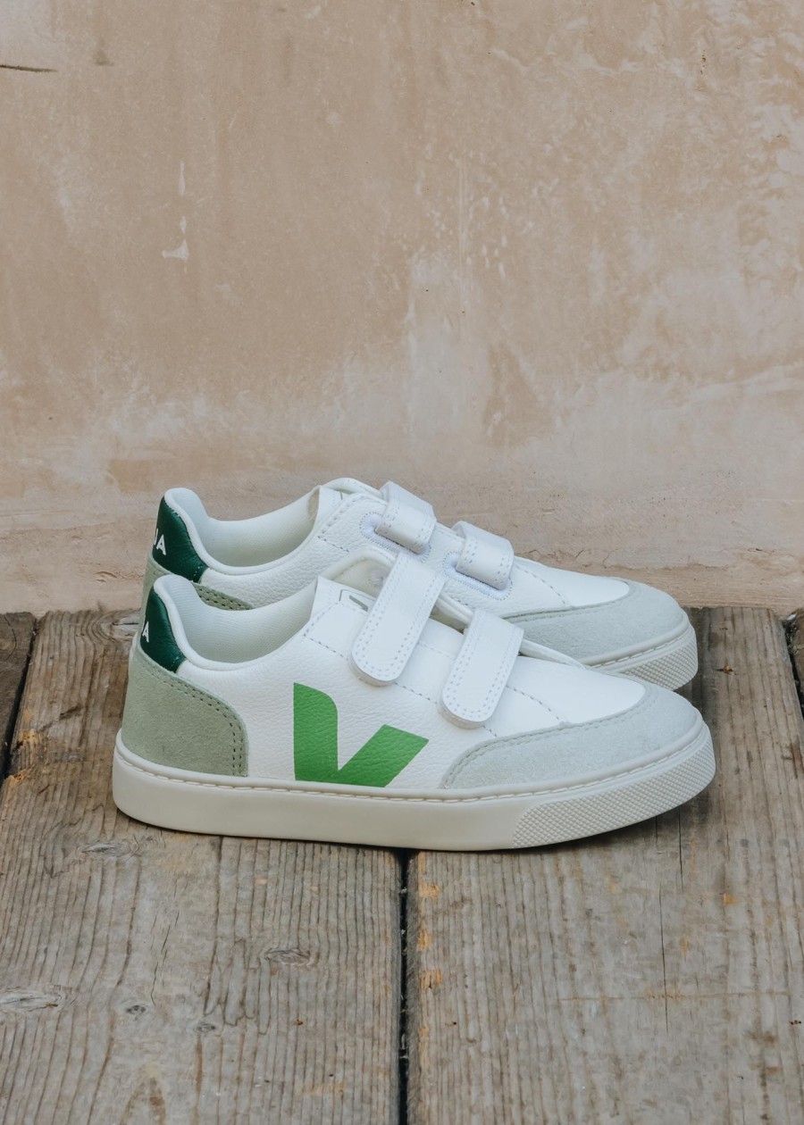 Children Veja Footwear | Veja Children'S V-12 Trainers In White And Multico Clay