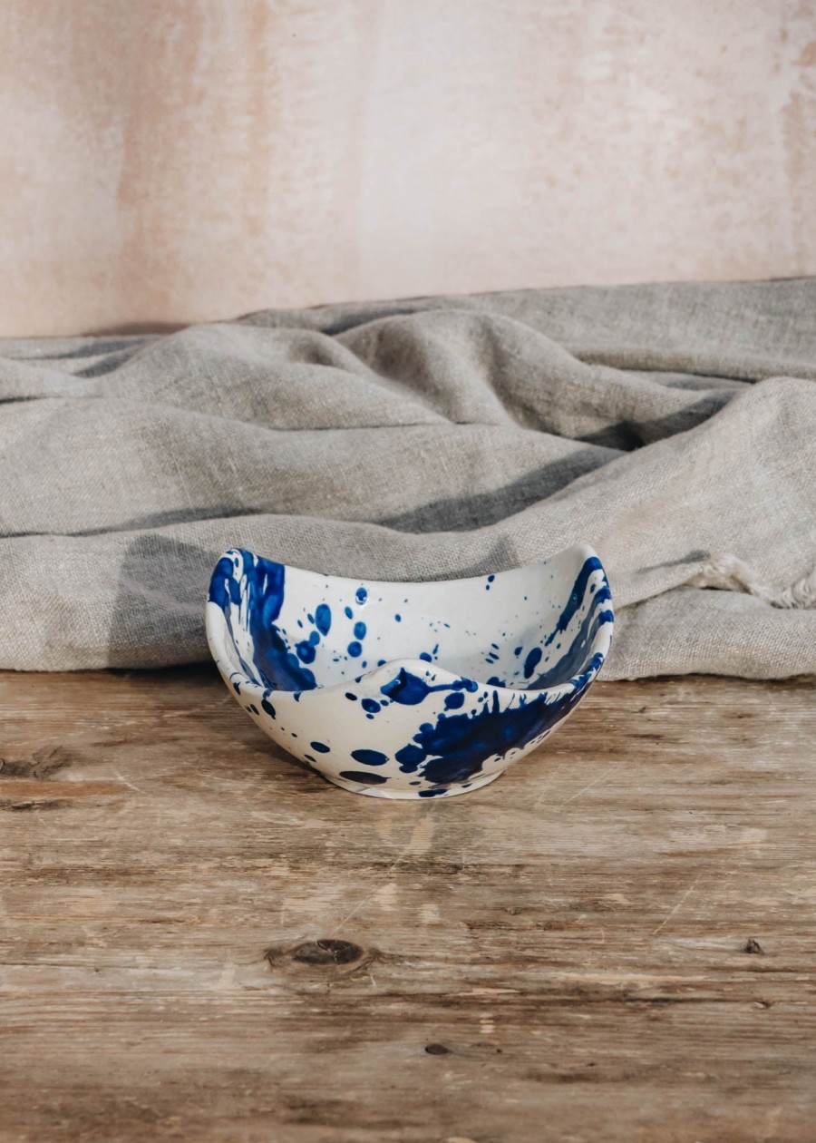 Interiors Ivan Ros Dining | Ivan Ros Blue Splatter Triangular Bowl