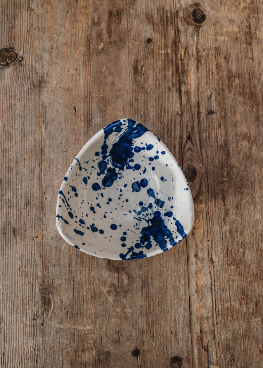 Interiors Ivan Ros Dining | Ivan Ros Blue Splatter Triangular Bowl