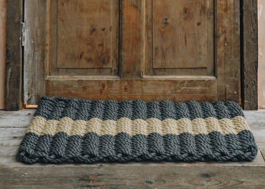 Interiors Cotswold Rope Doormats | Rope Doormat In Grey With Natural Stripe