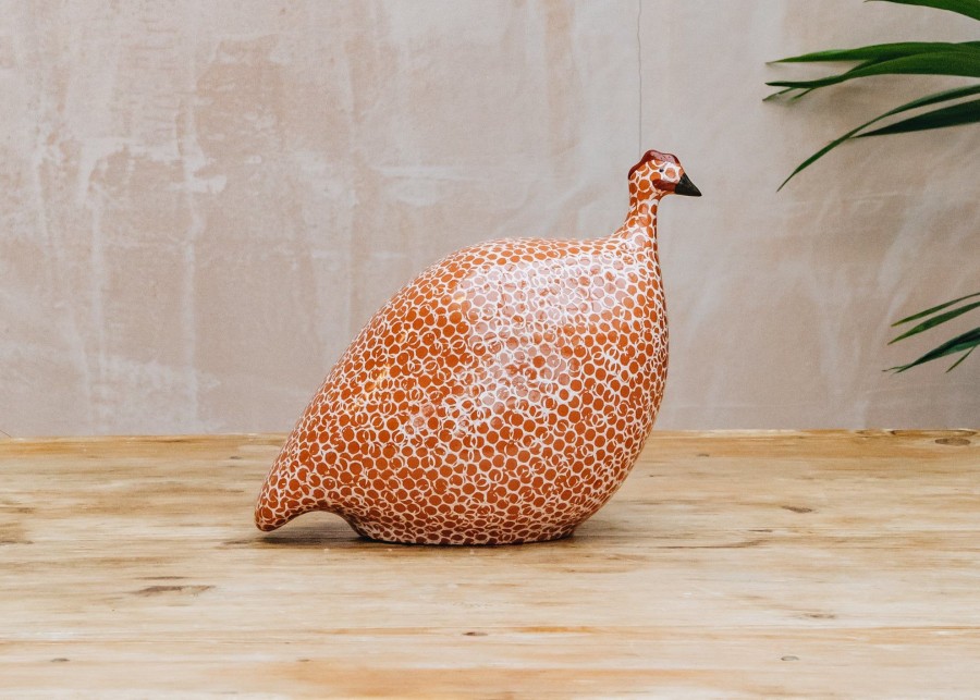 Interiors Sarl Caillard Deco Decorative | Medium Ceramic Guinea Fowl In Red Spotted White